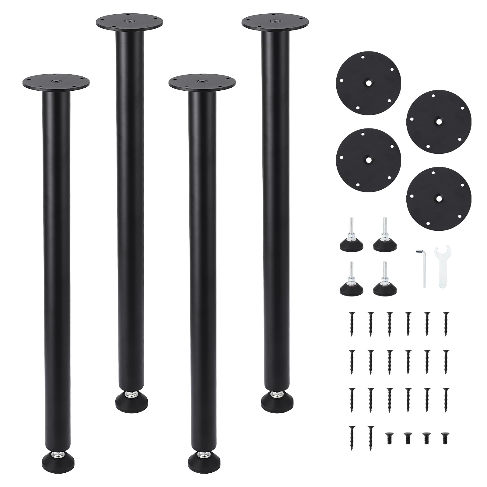 Garvee 28" H Adjustable Table Legs, Metal Table Legs, Furniture Legs for Desk, Heavy Duty Pipe Legs for Office Table, Dining Table, Computer Table and