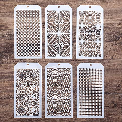 DIY Decorative Stencil Template for Scrapbooking Painting on Wall Furniture Crafts,Set of 6 (Seamless Geoemtry)