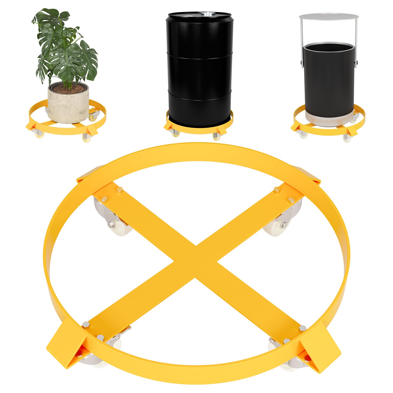 Garvee Drum Dolly 55 Gallon Trash Can Dolly Heavy Duty 1000 Pound Barrel Dolly with Swivel Casters Wheel Steel Frame Dolly Non Tipping Hand Truck Capa