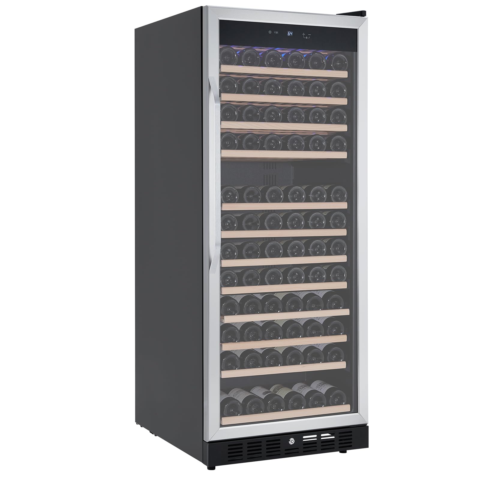 Garvee Wine Cooler Refrigerator - 155-Bottle Capacity, 41℉-64℉, Freestanding, Single Glass Door, Digital LED Touch Control, Soft Interior Lighting