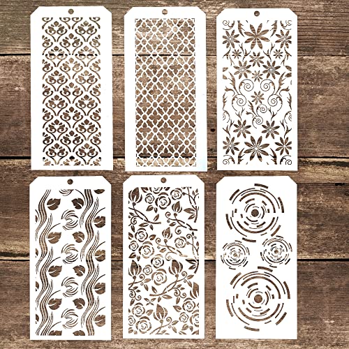 DIY Decorative Stencil Template for Scrapbooking Painting on Wall Furniture Crafts,Set of 6 (Seamlesss Flower #2) Seamless Flower #2