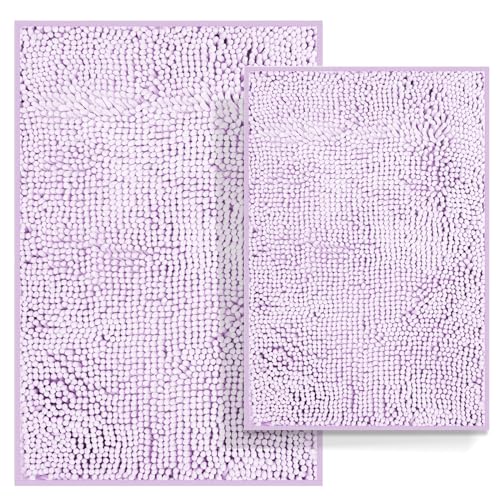 RUN HELIX Bath Mat Rug,24x17+20x32 Inches, Non-Slip Bathroom Rug Set 2 Piece, Comfortable, Soft, Super Water Absorption, Thick Bath Rugs, Easier to Dr