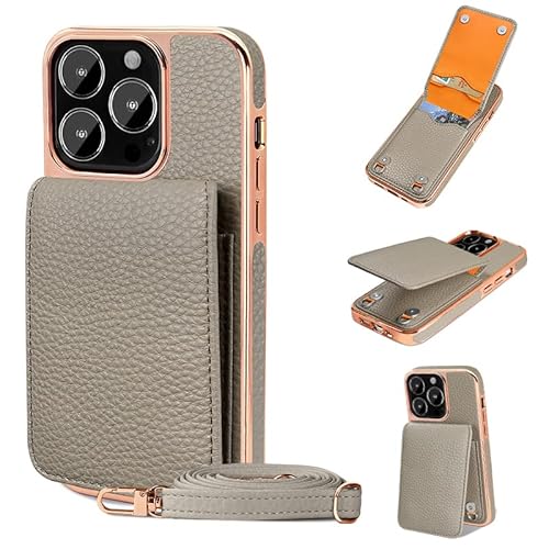 for iPhone case, Card Holder for iPhone case with a Strap, for iPhone 14 & 13 Series (Gray,iPhone 14 Plus) Gray iPhone 14 plus