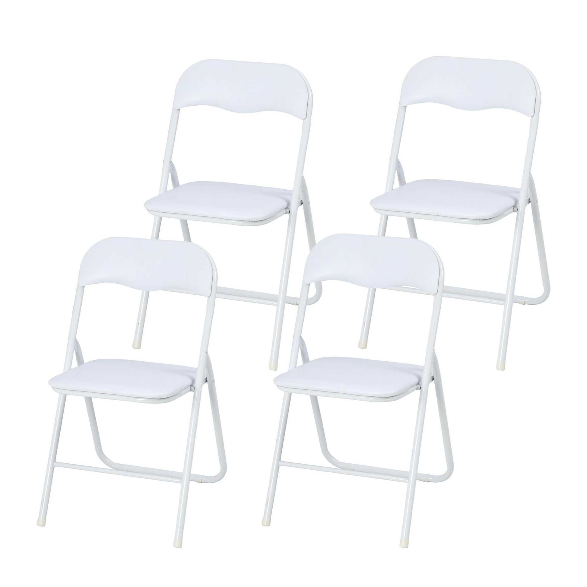 Garvee Folding Chairs with Padded Seats, for Desks Home Office Steel Guest Reception Party Poker Stackable Conference Chairs - Set of 4