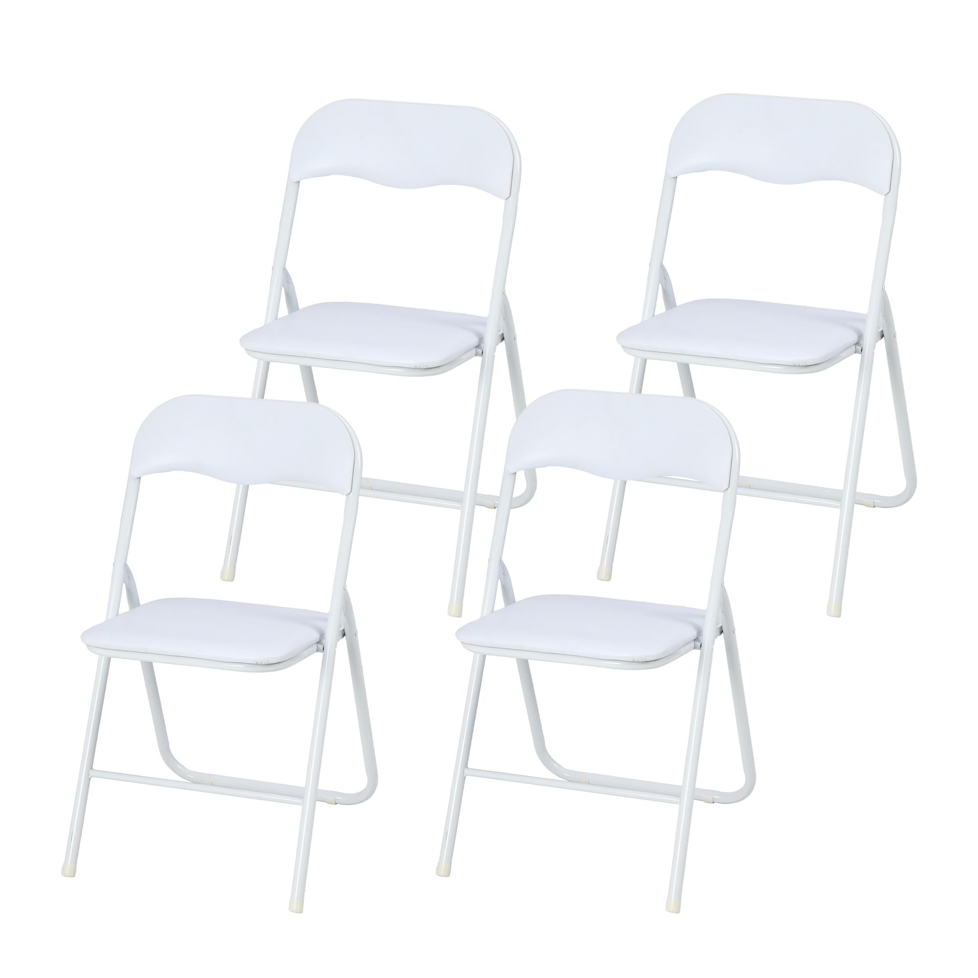 Garvee Folding Chairs with Padded Seats, for Desks Home Office Steel Guest Reception Party Poker Stackable Conference Chairs - Set of 4