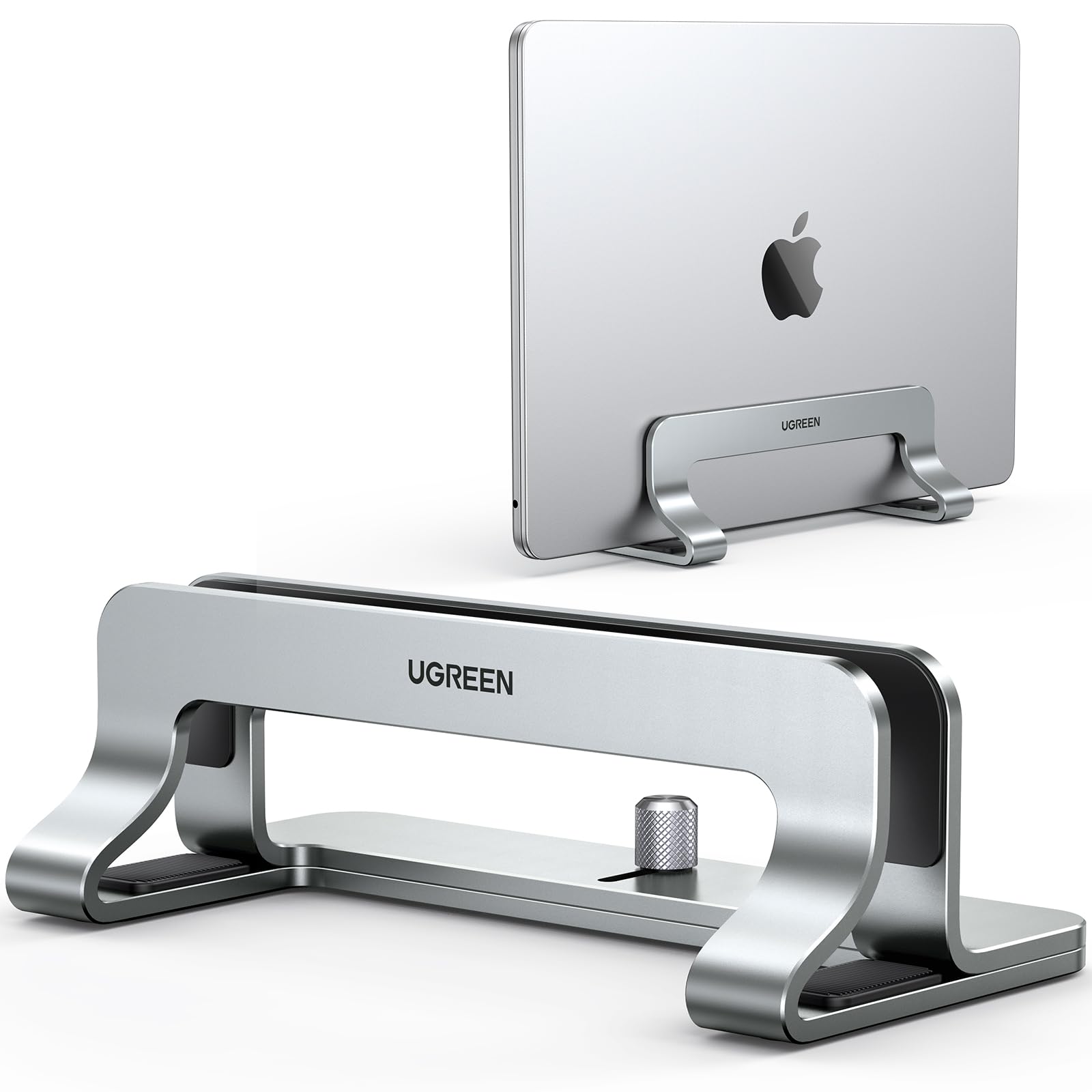 UGREEN Vertikaler Laptop Ständer Aluminium Vertikal Stand Vertikaler Laptopständer Platzsparender Laptop Halter mit thermischer Basis für Laptops,MacBook Air,Pro,Samsung, iPad,Tablets (Silber)