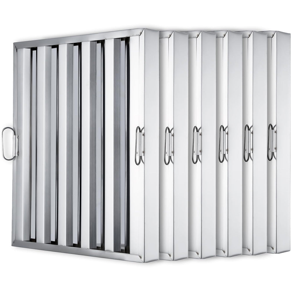 Garvee Hood Filter, 5 Grooves Commercial Kitchen Range Hood Filter, 430 Stainless Steel, For Grease Rated Commercial Kitchen Exhaust Hoods, 6-Pack - 1