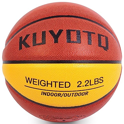 KUYOTQ 3LBS-3.3LBS-2.2LBS Weighted Heavy Basketball 29.5-28.5" Composite Indoor Outdoor Training Size 7-6 Basketball Equipment for Improving Ball Hand