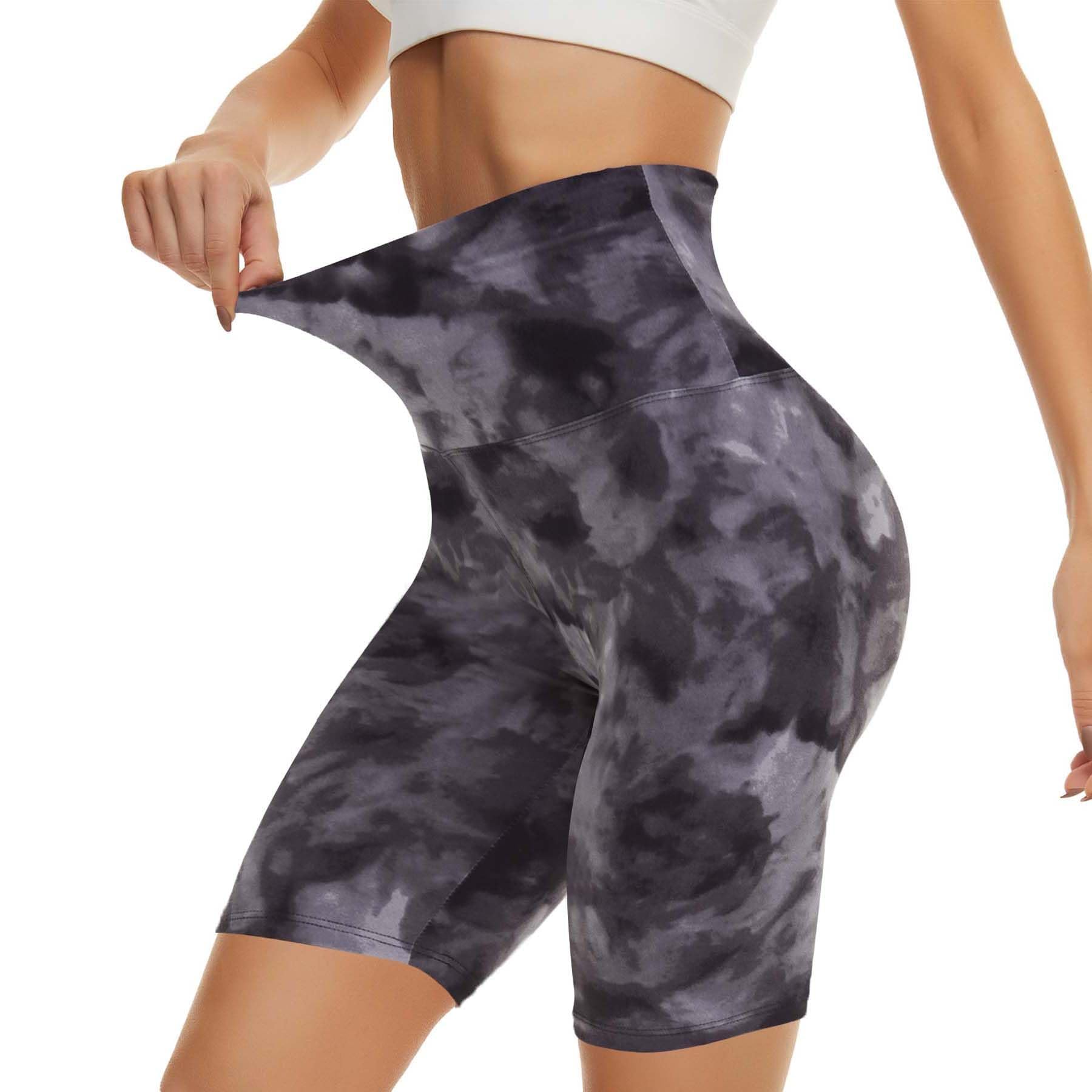 CAMPSNAIL Workout Biker Shorts Women - 3"-5"-8" High Waisted Tummy Control Spandex Booty Volleyball Shorts for Yoga Dance 8 IN Small-Medium Tie Dye Bl