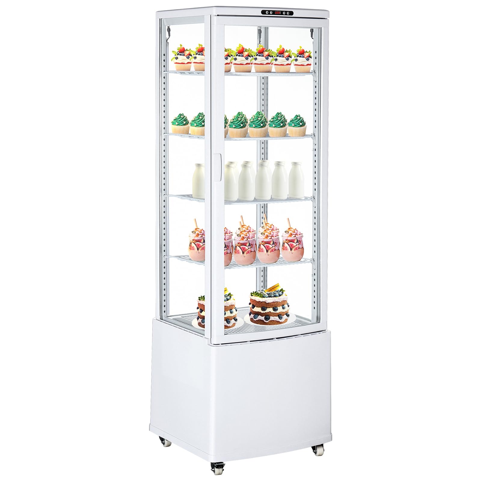 Garvee Commercial Display Refrigerator - 215L - 7.6 Cu. Ft with Adjustable Shelves, Double-Paned Glass, LED Lighting, Auto Defrost, Compact Countertop