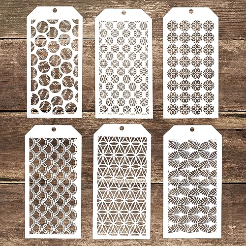 12 * 24cm DIY Decorative Geometry Stencil Template for Scrapbooking Album on Wall Furniture Paper Crafts,Set of 6 Geometry#8