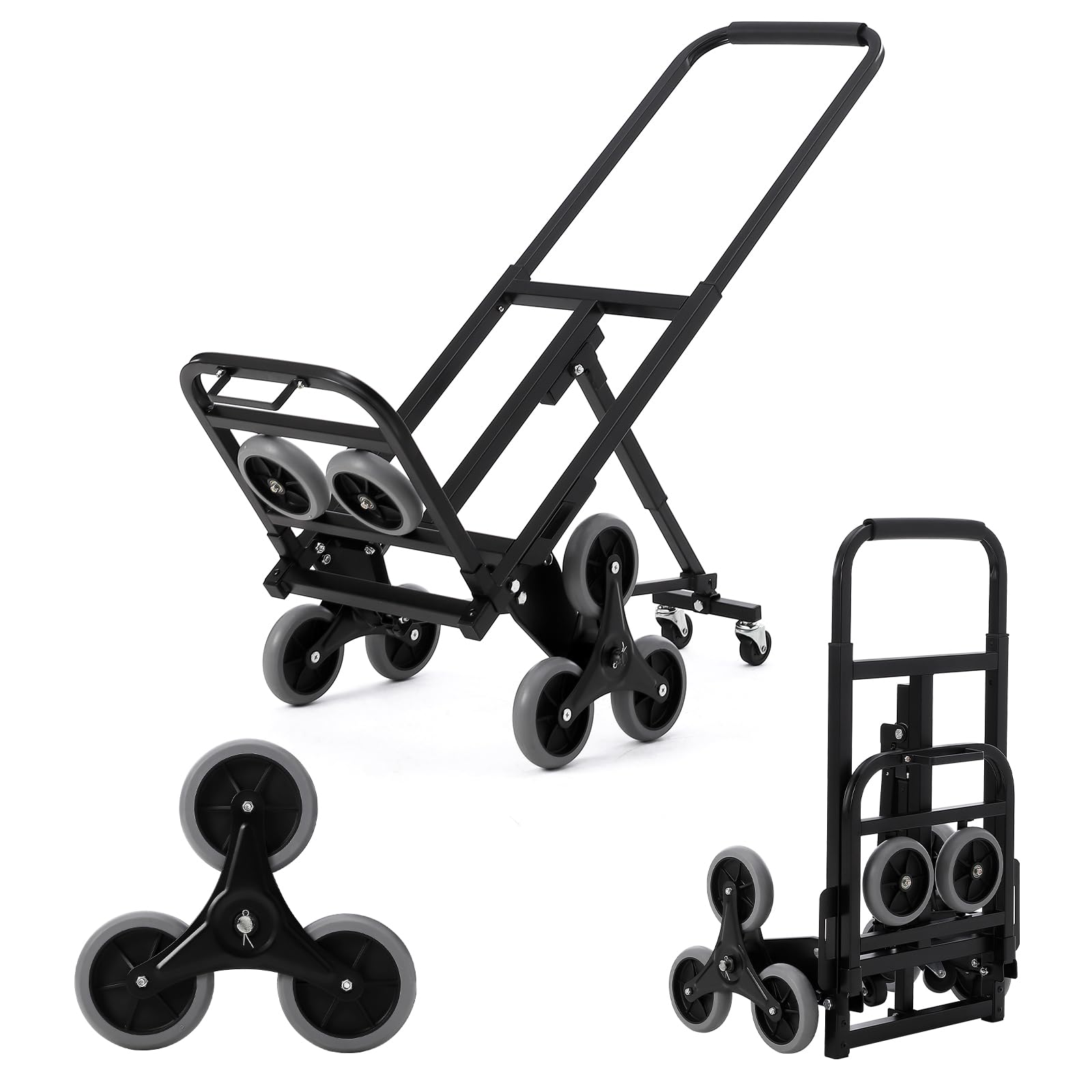 Garvee Portable Stair Climbing Hand Truck Luggage Cart, Heavy-Duty Hand Truck Dolly 330 lbs Load Capacity, Foldable Stair Climber Hand Trucks with Adj
