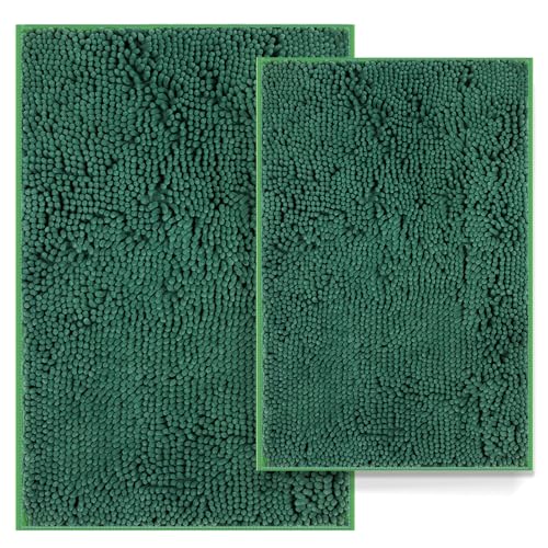 Luxury Bathroom Rug Mat 24x16+20x32, Extra Soft and Absorbent Chenille Bath Rugs, Plush Shaggy Bathroom Carpet, Non-Slip Bathtub Mat, Bath Mats for Ba
