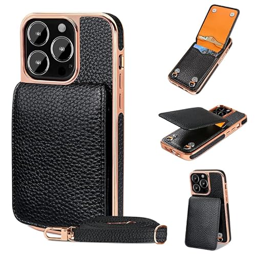 for iPhone case, Card Holder for iPhone case with a Strap, for iPhone 14 & 13 Series (Black,iPhone 14 pro) Black iPhone 14 pro