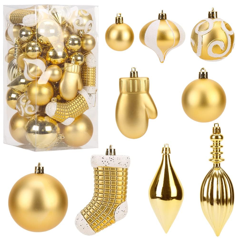 Garvee 50 Pcs Christmas Tree Ornament Set - Shatterproof Ball Decorations - Christmas Pendant Ball Hanging Tree Ornament - Ideal for Party, Wedding, a