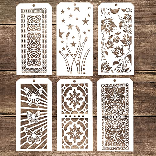 DIY Decorative Stencil Template for Scrapbooking Painting on Wall Furniture Crafts,Set of 6 (Seamlesss Flower #4) (Seamless Flower #5)