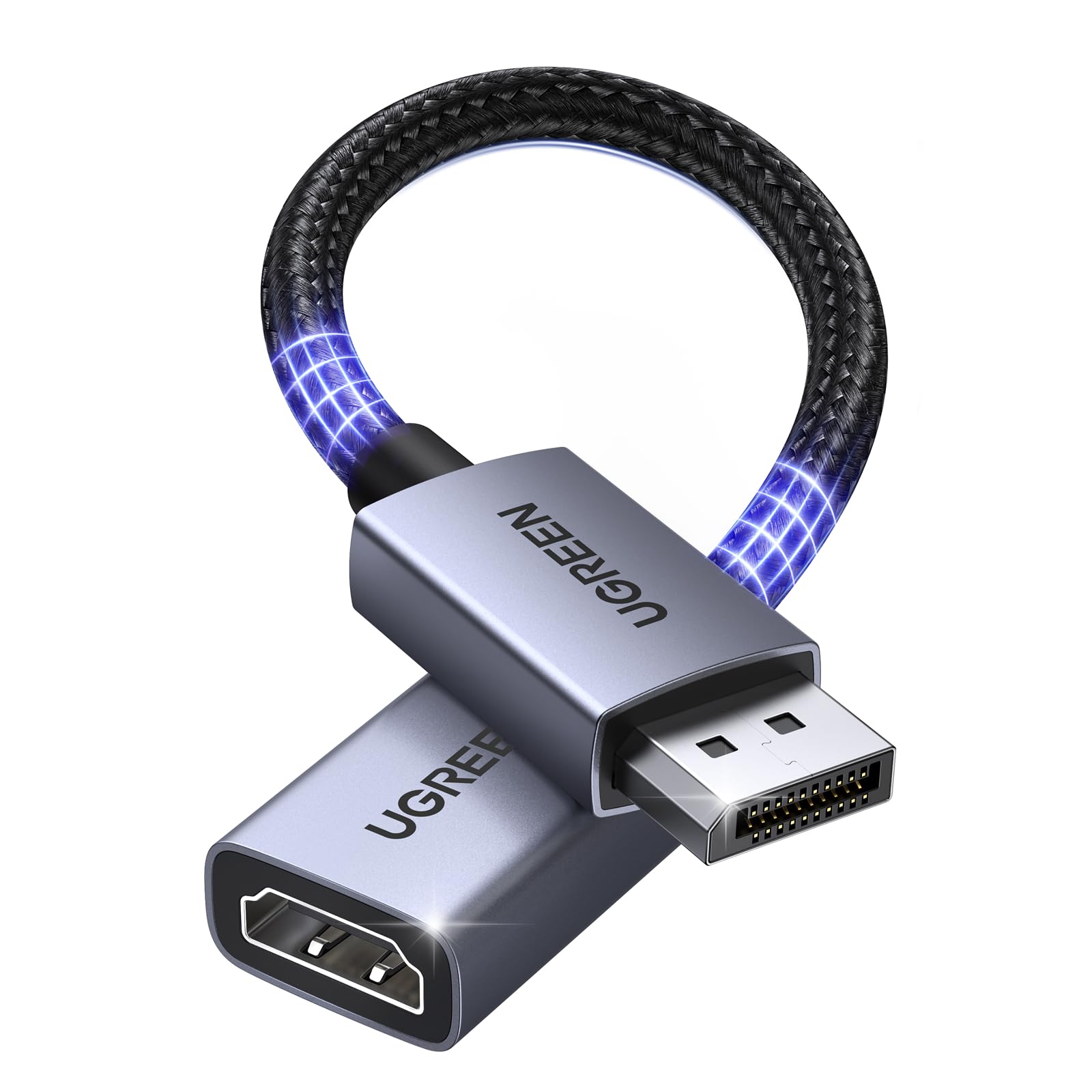 UGREEN 4K Displayport auf HDMI Adapter, Unidirektional DP auf HDMI 4K@30Hz 2K@60Hz 1080P@120Hz, Kompatibel mit Laptop PC Monitor Grafikkarten TV Proje