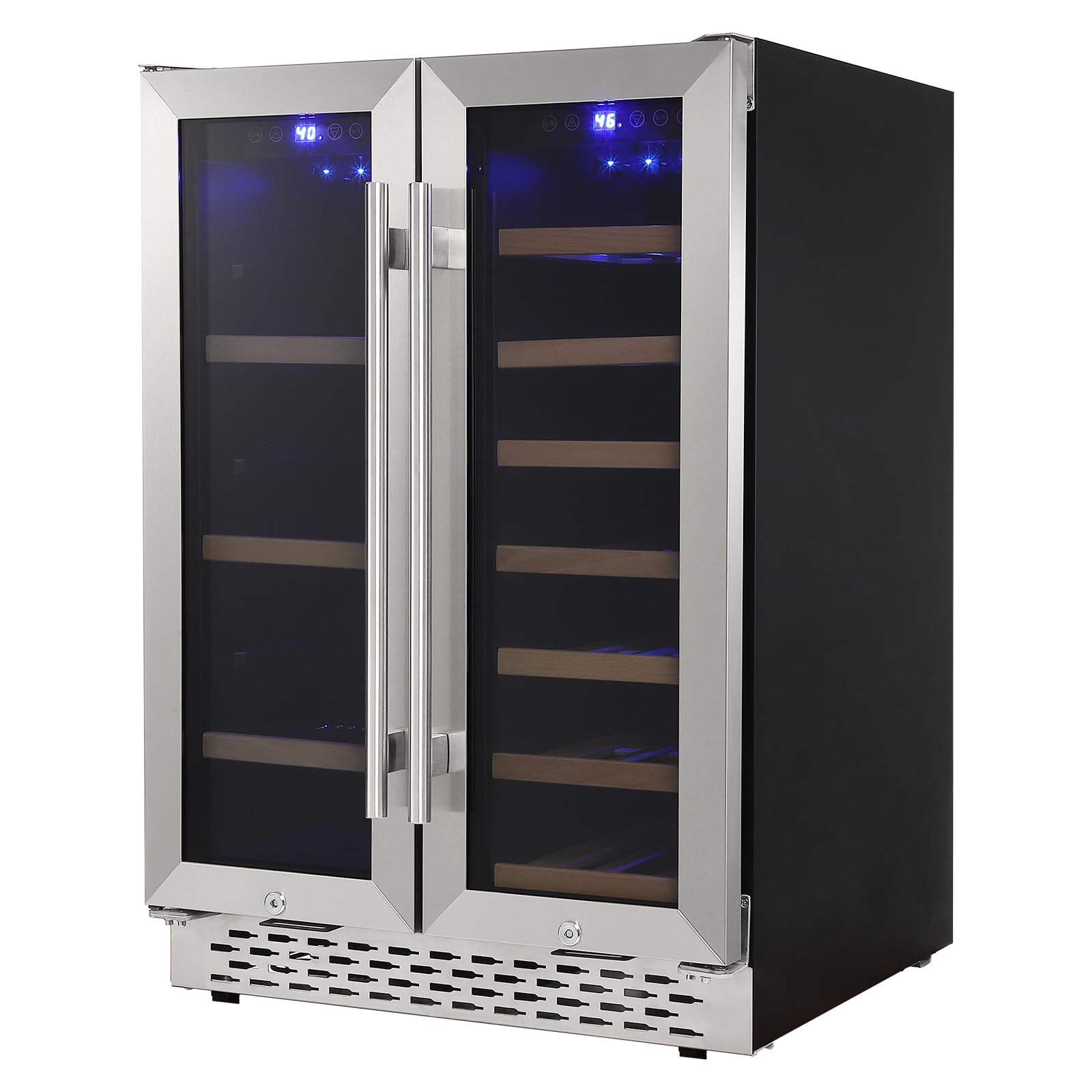 Garvee Wine and Beverage Refrigerator 24 Inch Dual Zone Wine Cooler with 40 Bottles Wine Capacity, 120L Built-in and Freestanding,with Independent Tem