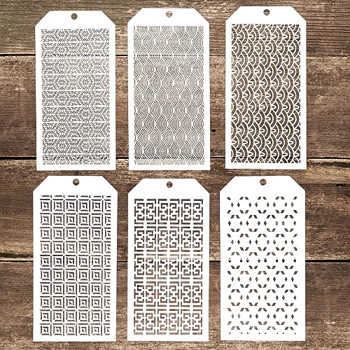 DIY Decorative Geometry Stencil Template for Scrapbooking on Wall Furniture Paper Crafts,Set of 6 Geometry#5