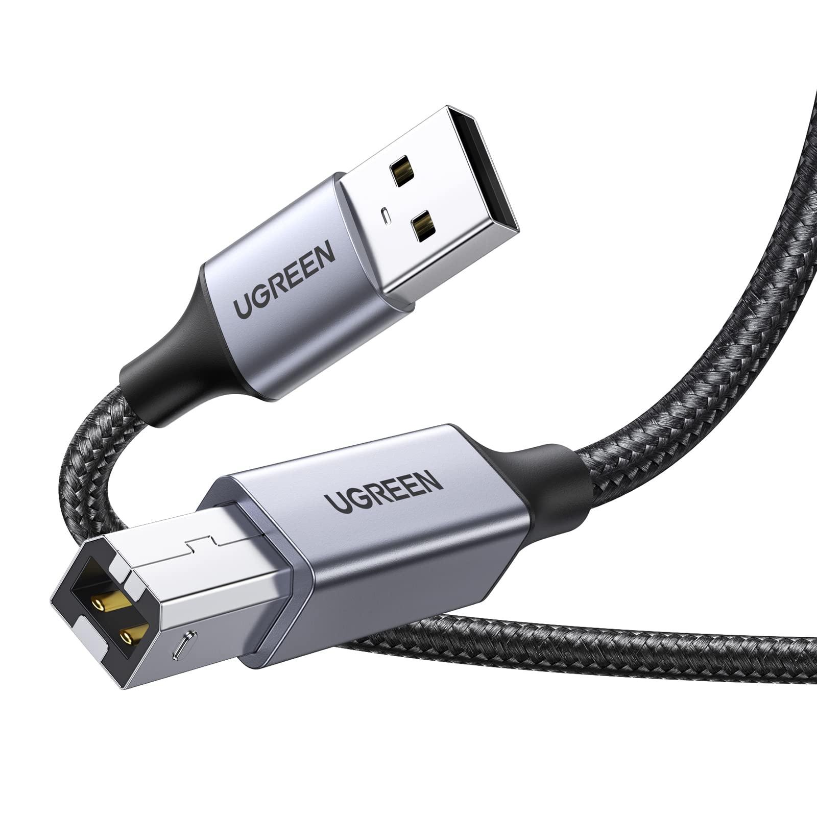 UGREEN Cable Imprimante USB Cable USB A Male vers USB B 2.0 Male Cable Scanner Nylon Tress¨¦ Compatible avec Imprimante HP, Canon, Epson, Lexmark, Brother, Hero (1M)