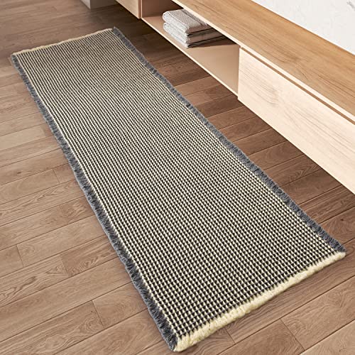 Upgraded Waffle Runner Rug Super Absorbent Non Slip Bath Mats for Bathroom Washable Bathroom Runner Rug with Tassels, Ideal for Hallway Bedroom Laundr