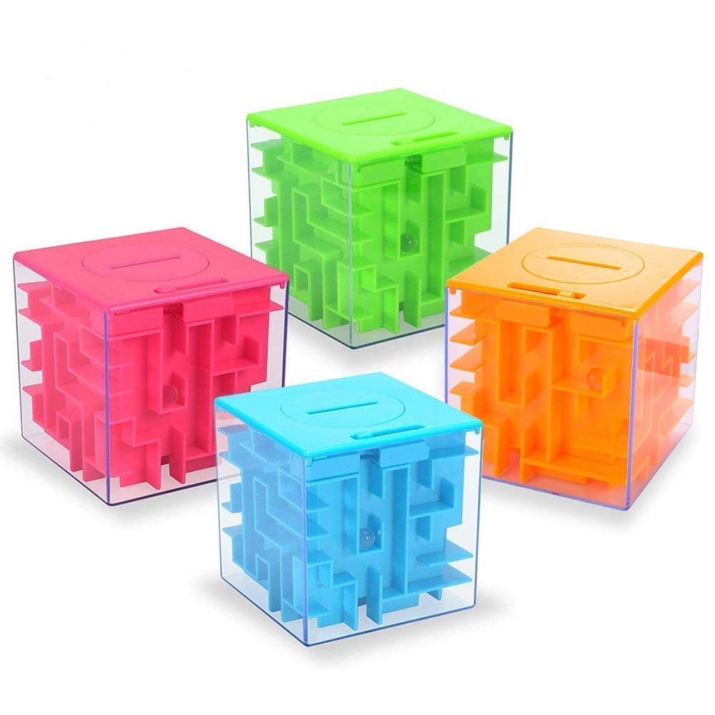 Garvee 4PACK Money Maze Puzzle Box, Garvee Unique Money Gift Holder Box, Fun Maze Puzzle Games for Kids and Adult Birthday Christmas.