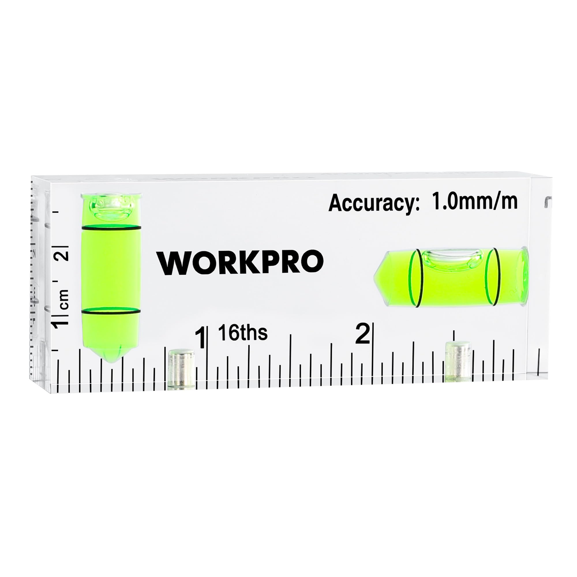 WORKPRO Small Level, 3 Inch Mini Level Tool, Magnetic Level with 2 Different Bubbles 90°-180°, Shatterproof Cross Check Bubble Level, Pocket Level f