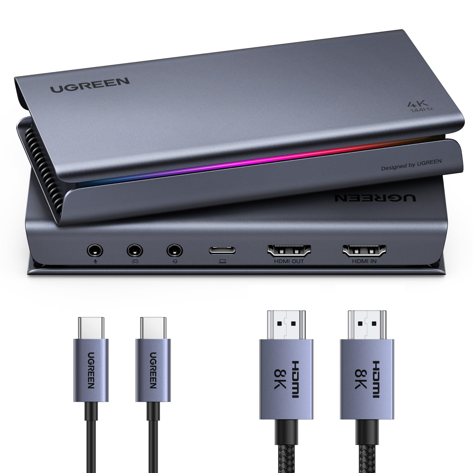 UGREEN 4K Capture Card, HDMI 2.1 4K144Hz Aufnahme und Passthrough, Niedriger Latenz, USB 3.2 Gen2 Game Capture Card für PS5-Xbox-Switch-Switch2-iPhon