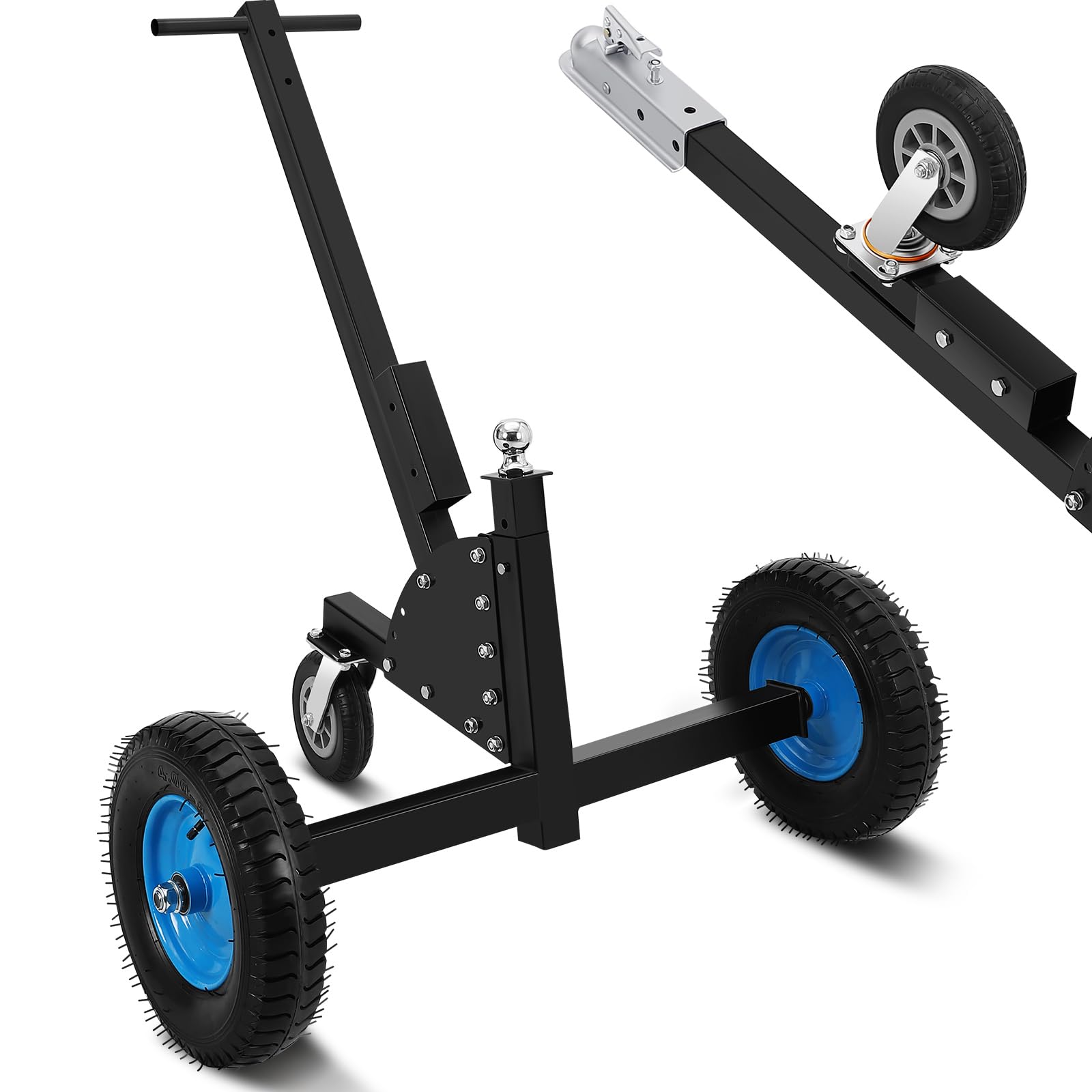 Garvee Adjustable Trailer Dolly 1500 lbs Load Capacity, Utility Trailer Mover Dolly with Adjustable Height & 2 Inch Ball,Pneumatic Tires & 3 Universal