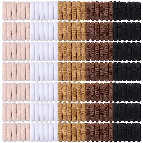 jollybows 300pcs Baby Hair Ties Girls Elastic Hair Accessories Small Nylon Hair Bands for Toddler Infant Ponytail Holders 1" Mini Kids Hairband - Dark
