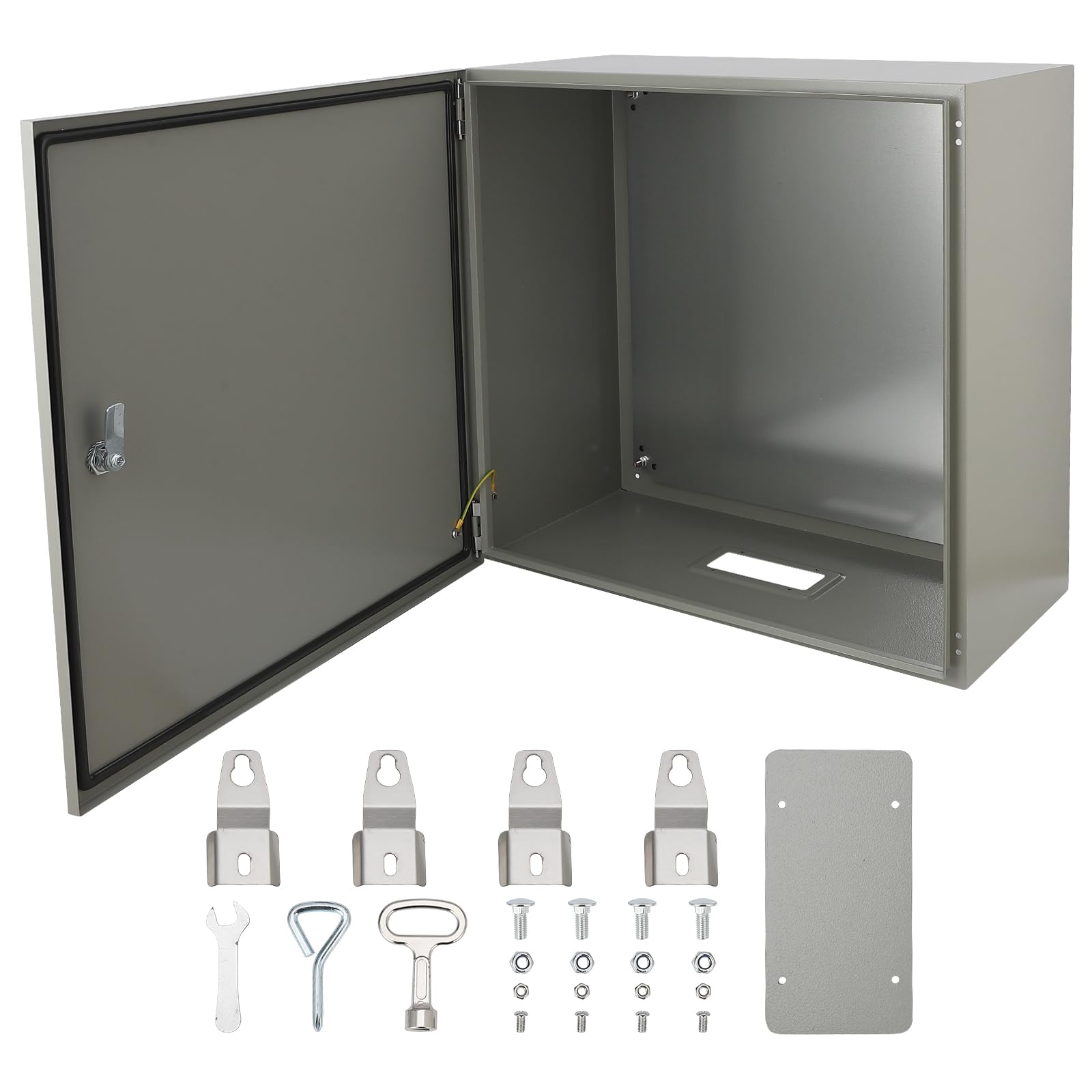 Garvee Stainless Steel Electrical Enclosure Box 24x24x12'' | IP66 Waterproof & Dustproof | Carbon Steel | Lock & Mounting Plate | Outdoor & Indoor Use