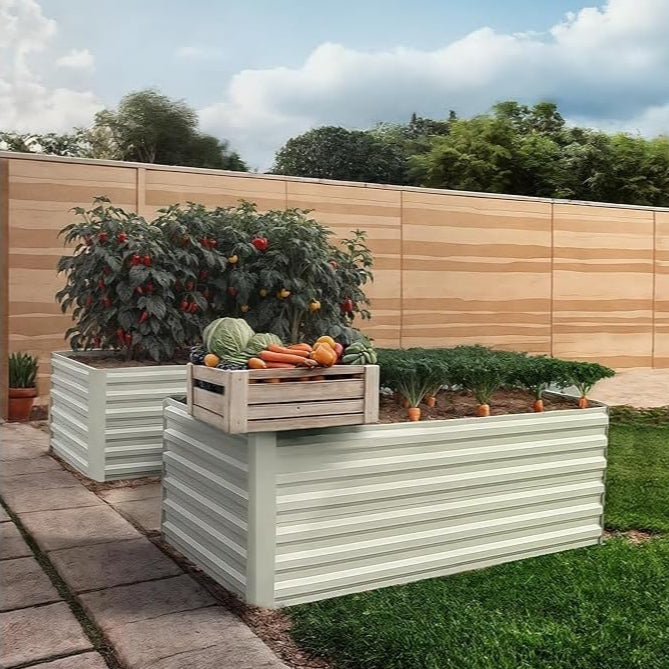 Garvee 2 Pcs 8' X 4' X 2' Galvanized Metal Raised Garden Bed - Deep Root Planter for Vegetables, Flowers, and Herbs - Large Outdoor Planter Box Kit