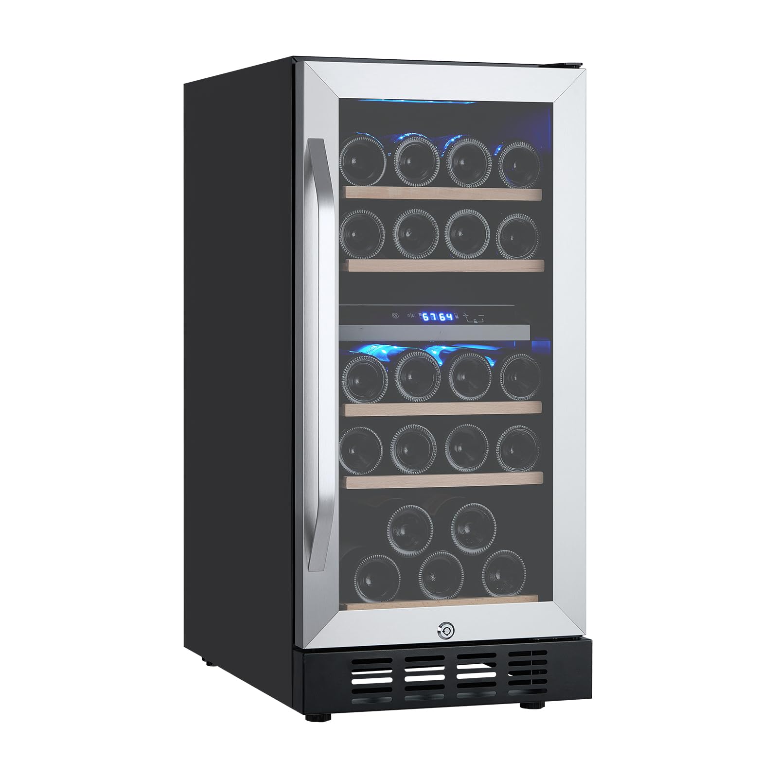 Garvee Wine Cooler Refrigerator - 26-Bottle Capacity, 41℉-64℉, Freestanding, Single Glass Door, Digital LED Touch Control, Soft Interior Lighting
