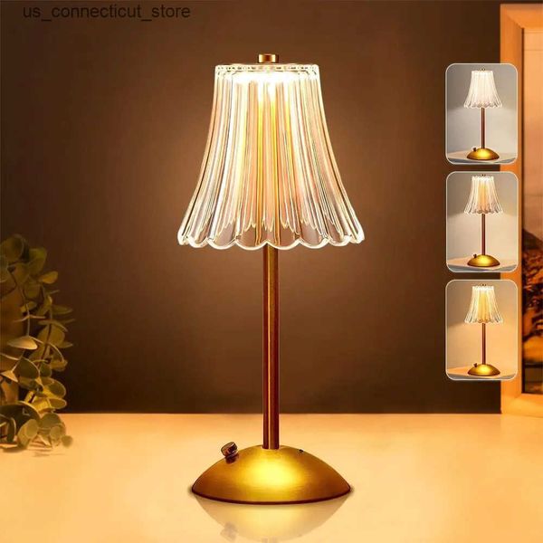 Table Lamps LED Table Lamp Touch Dimming Night Light Coffee-Bar USB Rechargeable Atmosphere Light Crystal Reading Light Bedroom Decor Light