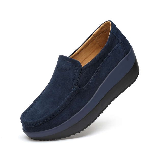Women Flat Platform Loafers Ladies Elegant Suede Leather Moccasins Woman Slip On Moccasin Women&#039;s Blue Casual Shoes