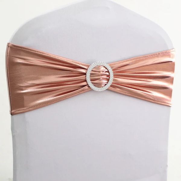 10 pieces-50 pieces Rose Gold Silver Metal Spandex Chair Belt Knot Elastic el Party Chair Bow Tie 241125