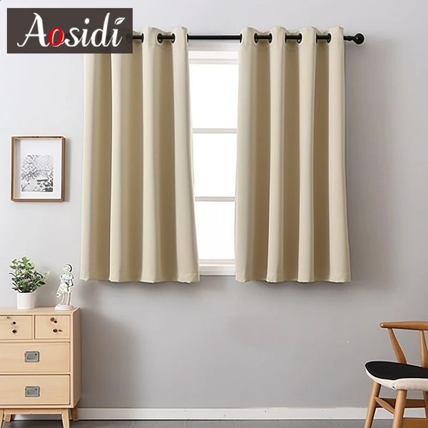 Short Opaque Curtains for Living Room Kids Bedroom Thermal Blackout Curtain for Kitchen Small Windows Cortina Dormitorios Custom 240824
