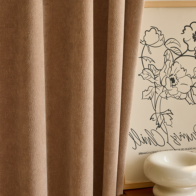 A957medieval curtain retro French high-end 2025 new blackout chenille living room bedroom yarn-dyed jacquard fabric
