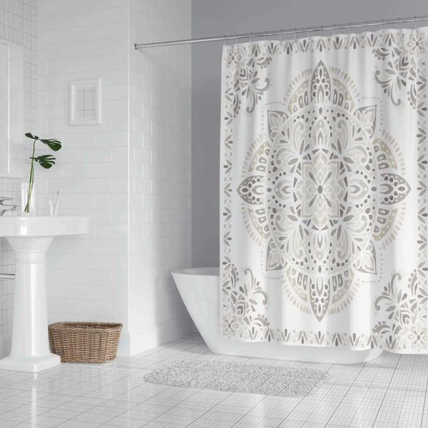 Medallion Printed Fabric 72 x 72 Shower Curtain Shower Curtain measures 72 x 72 inches Printed fabric shower curtain Y240815