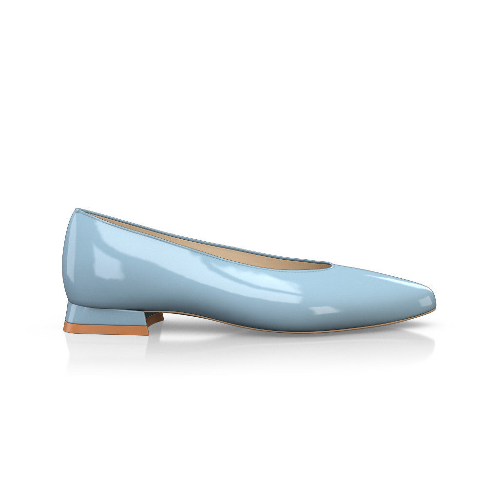 Ballerines pointues Chaussures plates Femme Faites main en Italie en Cuir verni Bleu Clair - Sur Mesure, Petit, Enfiler, pour Mariage - GIROTTI