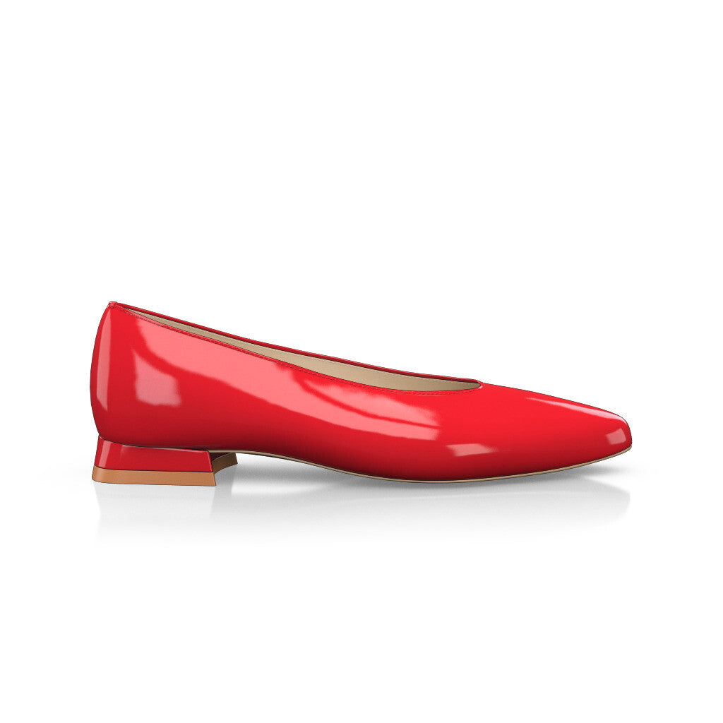 Ballerines pointues Chaussures plates Femme Faites main en Italie en Cuir verni Rouge - Sur Mesure, Petit, Enfiler - GIROTTI