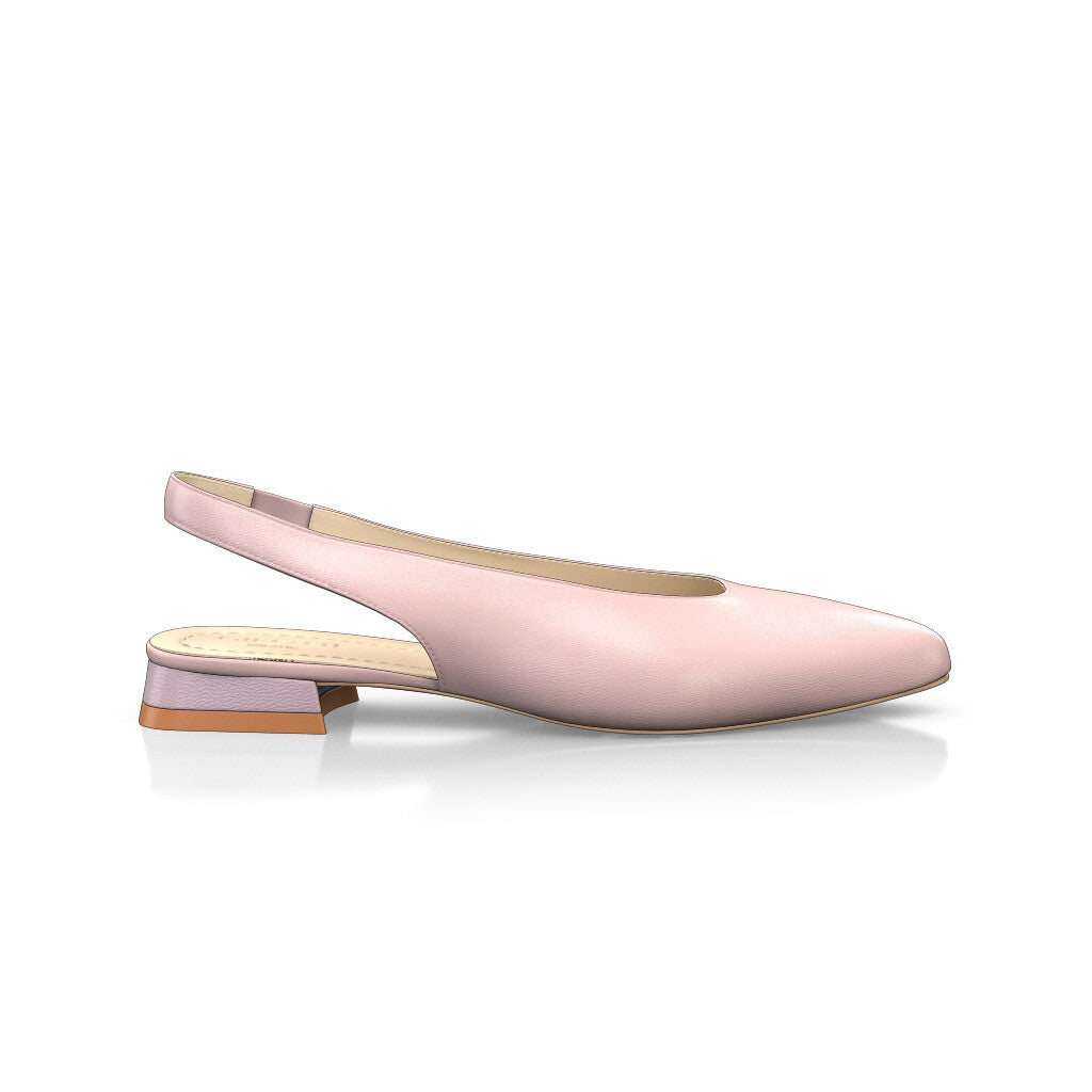Ballerines slingback pointues Chaussures plates Sling Back Femme Faites main en Italie en Cuir Rose Bébé - Sur Mesure, Petit, Enfiler - GIROTTI