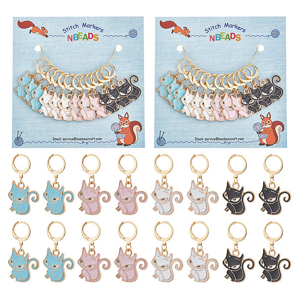 Alloy Enamel Fox Pendant Locking Stitch Markers
