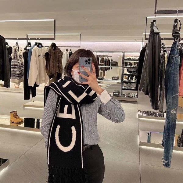 Scarf Designer Cotton Long Fashion Nec Winter Wool Scarves Women Wraps Striped Plaid letter Printed headscarves
