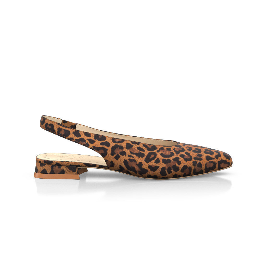 Ballerines slingback pointues Chaussures plates Sling Back Femme Faites main en Italie en Daim Imprimé animal - Sur Mesure, Petit, Enfiler - GIROTTI