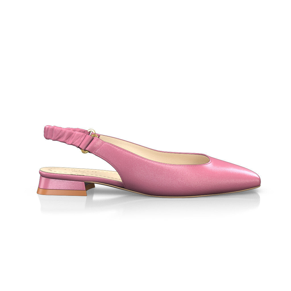 Ballerines slingback à bout carré Chaussures plates Sling Back Femme Faites main en Italie en Cuir Rose Bonbon - Sur Mesure, Petit, Brides - GIROTTI