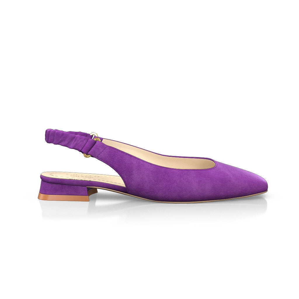 Ballerines slingback à bout carré Chaussures plates Sling Back Femme Faites main en Italie en Daim Améthyste Violet - Sur Mesure, Petit - GIROTTI