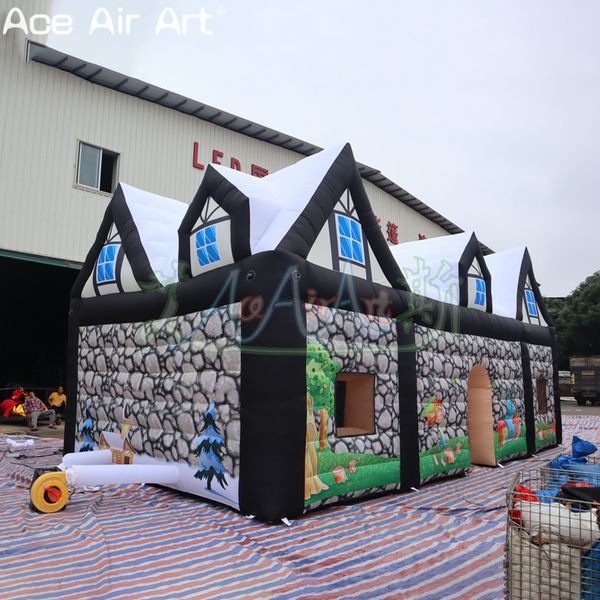 Beautiful Inflatable Santa Cottage Tent House Giant Christmas Theme Decoration Santa&#039;s Grotto For Event