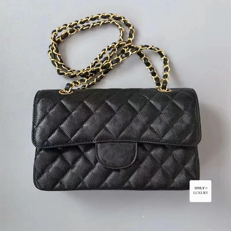 Designer luxury shoulder bag lambskin caviar genuine leather handbag classic messenger envelope gold chain strap lady women crossbody purse mirror q