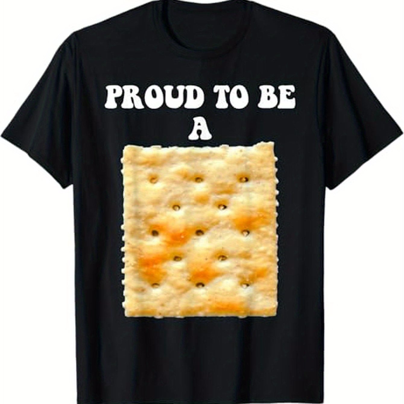 TEMU " To Be A Cracker" Humorous T-shirt - 100% Cotton, Black With Design, Short Sleeve, Crew Neck - Ideal For Halloween, Thanksgiving, Christmas -